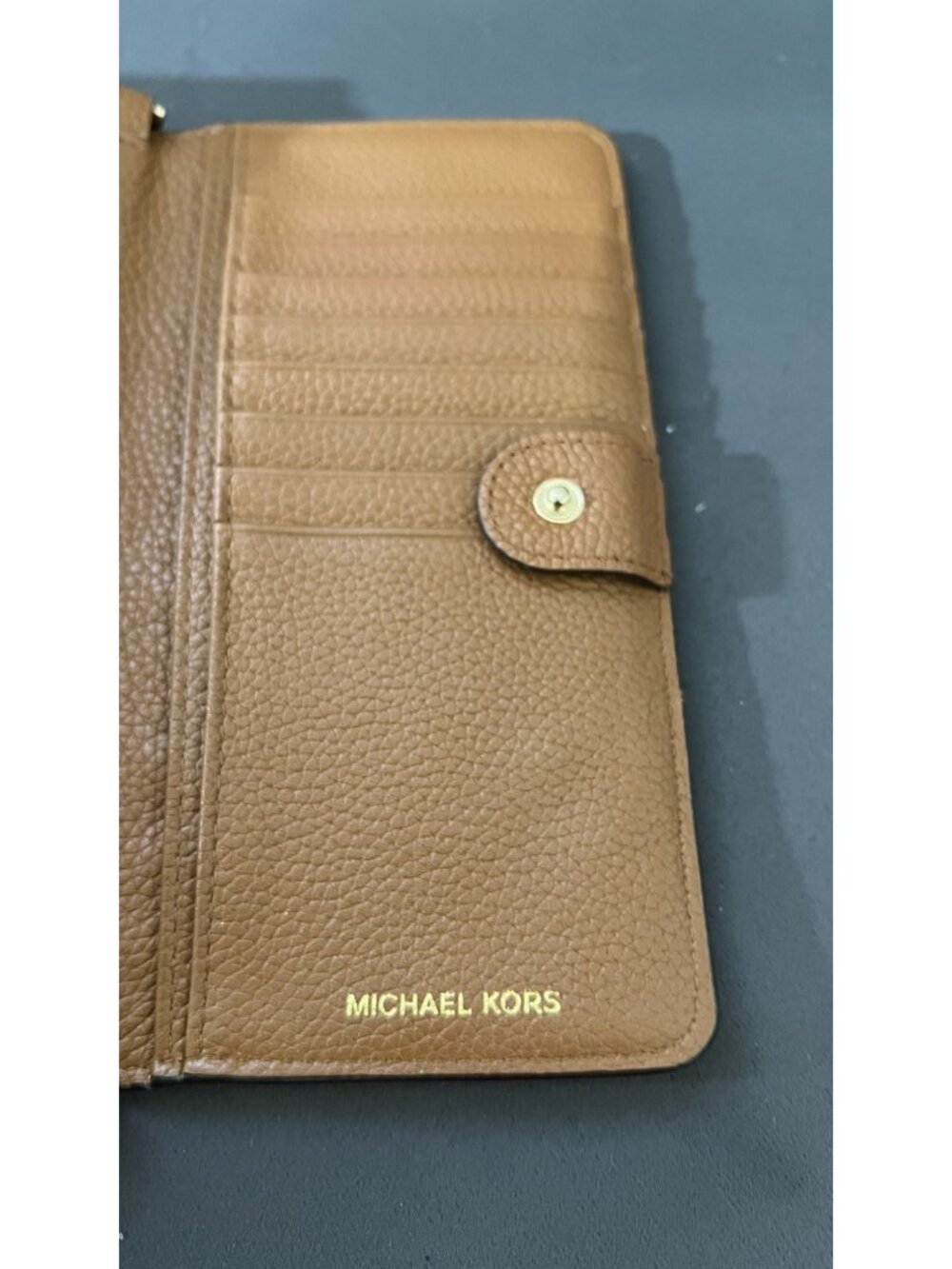 Michael Kors Monogram Wallet-On-Strap Crossbody Tan/White - Picture 14 of 16